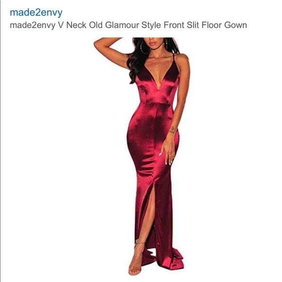 Made2envy Dresses & Skirts - High slit floor length satin feel gown